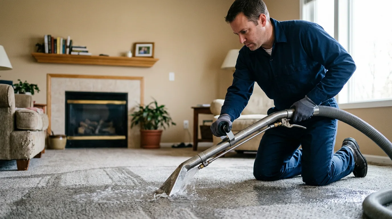 Water damage restoration technician working near New Vineyard, ME